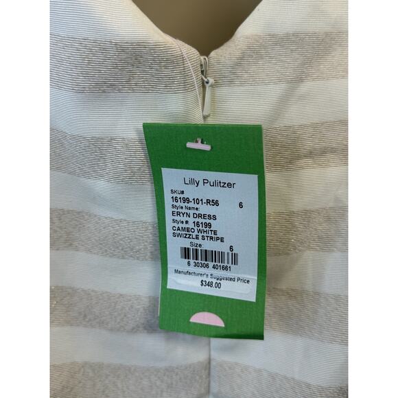 NWT Lilly Pulitzer Eryn Dress - Cameo White Swizzle Stripe - Size 6 - Picture 9 of 13